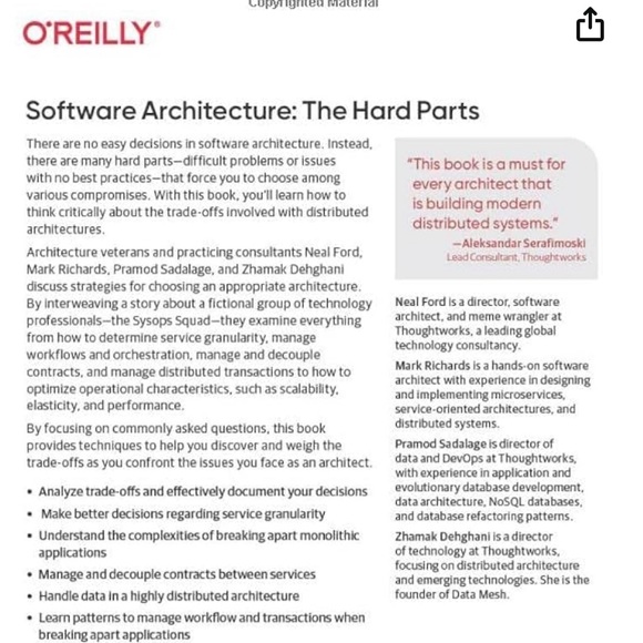 New Seal OReilly SoftWard Architecture: The Hard Parts Modern Trade Off . - Picture 2 of 6